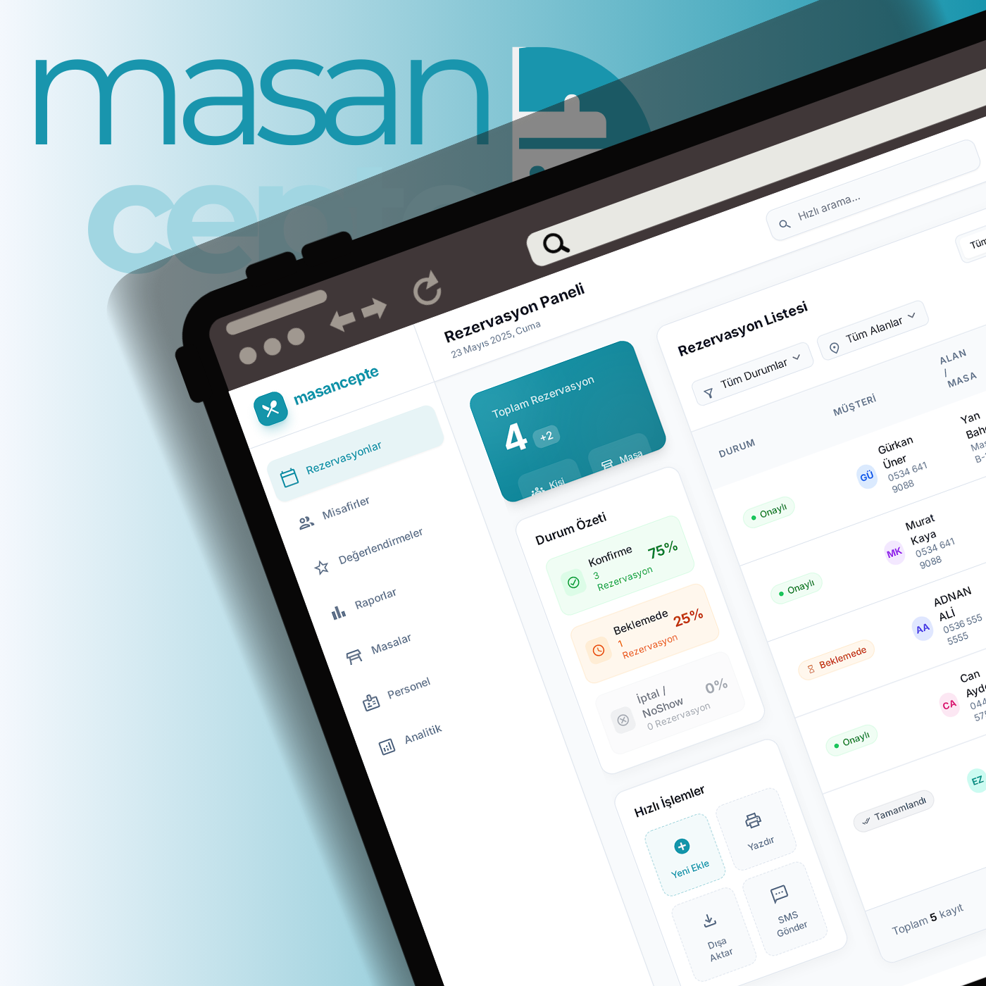 Masan Cepte Restoran Otomasyon Arayüzü